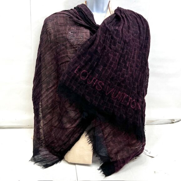 LOUIS VUITTON Etole Fringe Shawl Scarf 70% Cashmere/30% Silk  80" x51" 401910(42 - Picture 3 of 15